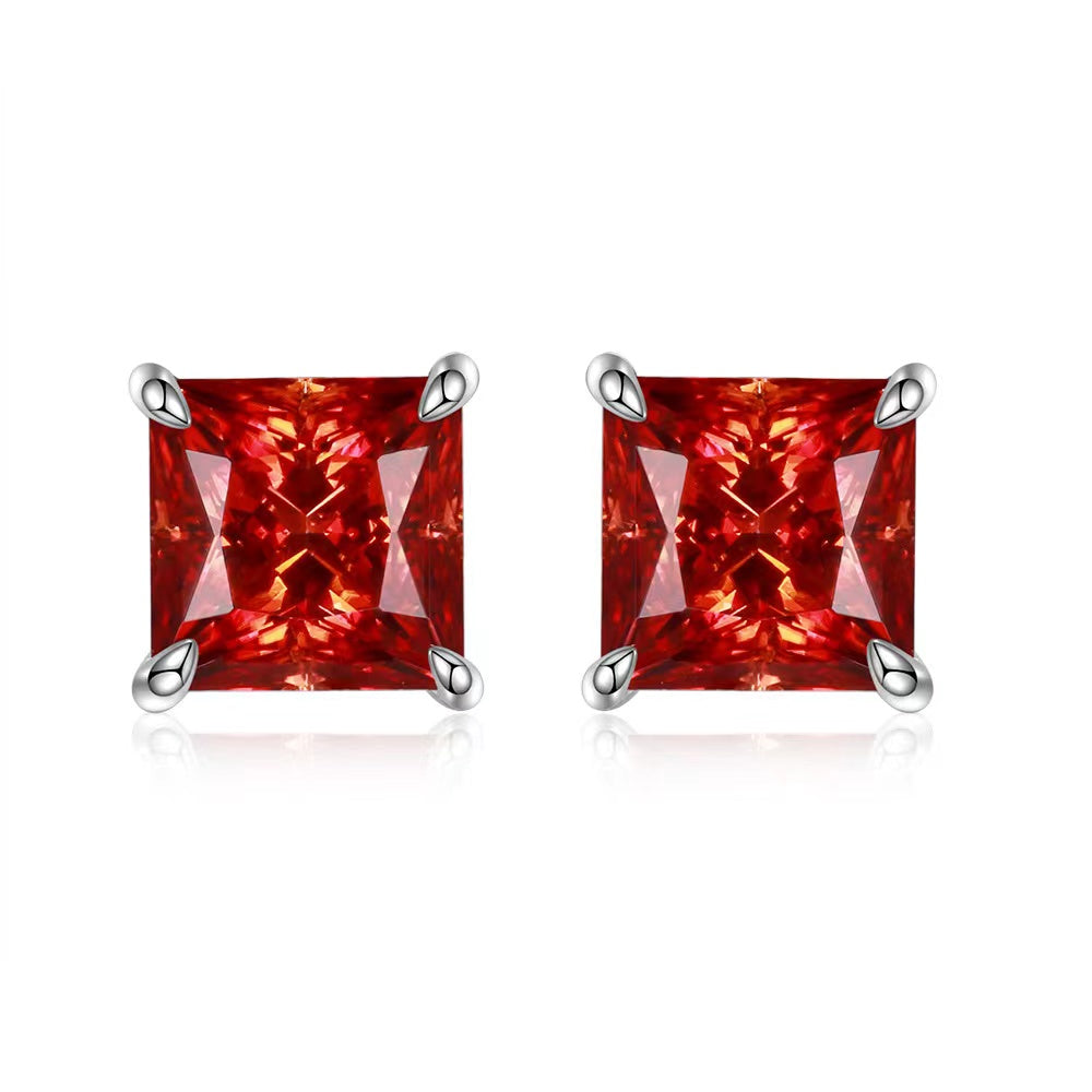 <85>Hazel —— Princess Cut  Moissanite Earring and Selectable colors