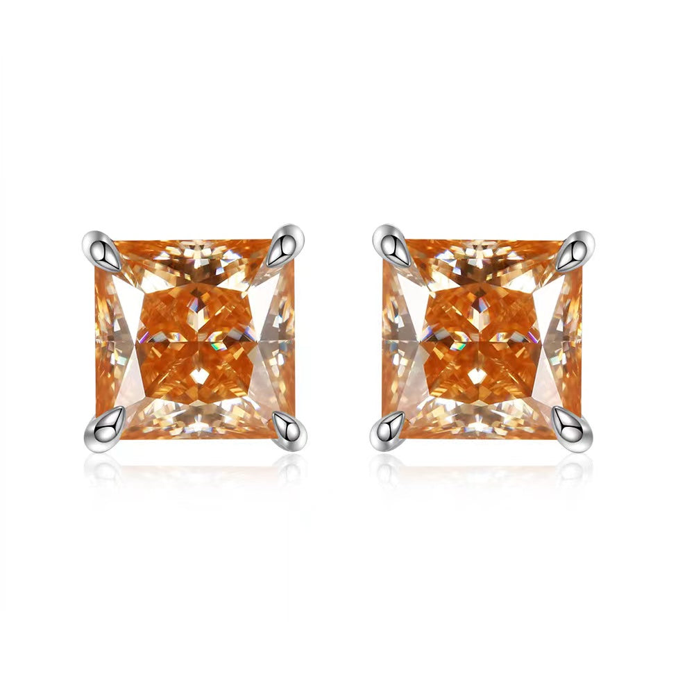 <85>Hazel —— Princess Cut  Moissanite Earring and Selectable colors