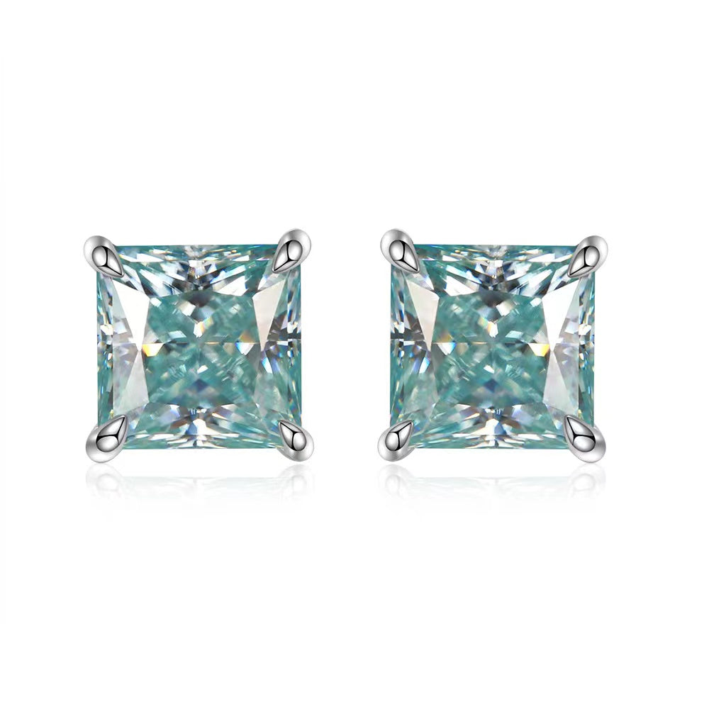 <85>Hazel —— Princess Cut  Moissanite Earring and Selectable colors