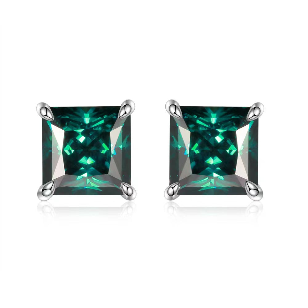 <85>Hazel —— Princess Cut  Moissanite Earring and Selectable colors