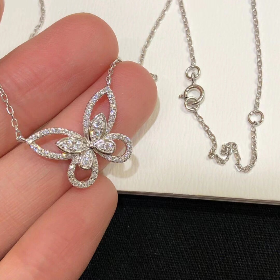 <38> Butterfly Kiss —— Butterfly Kiss romantic cluster moissanite Necklace、Earrings and bracelet