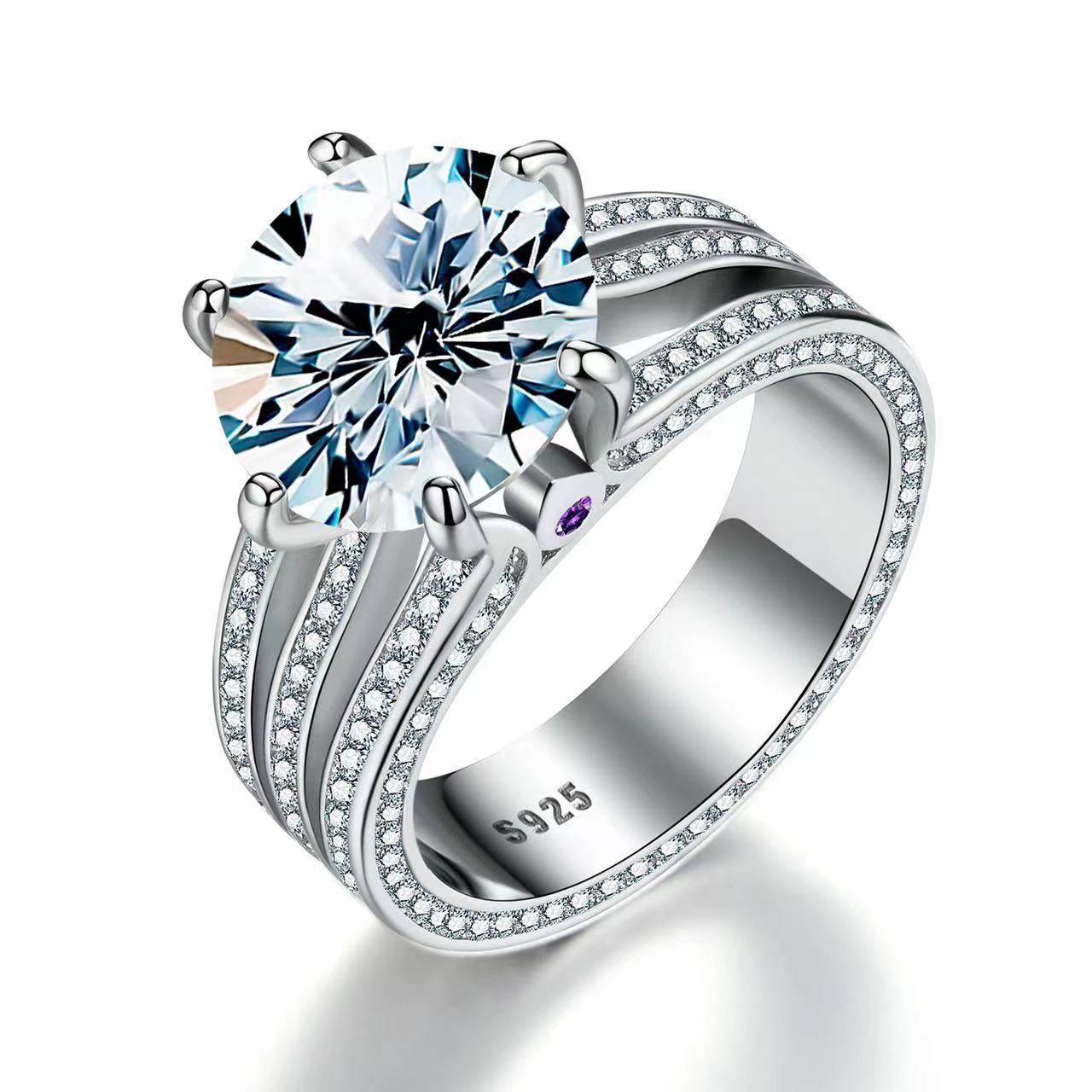 <9>Fantasy—— Round with Heart Halo Ring&gold-plated silver ring mount