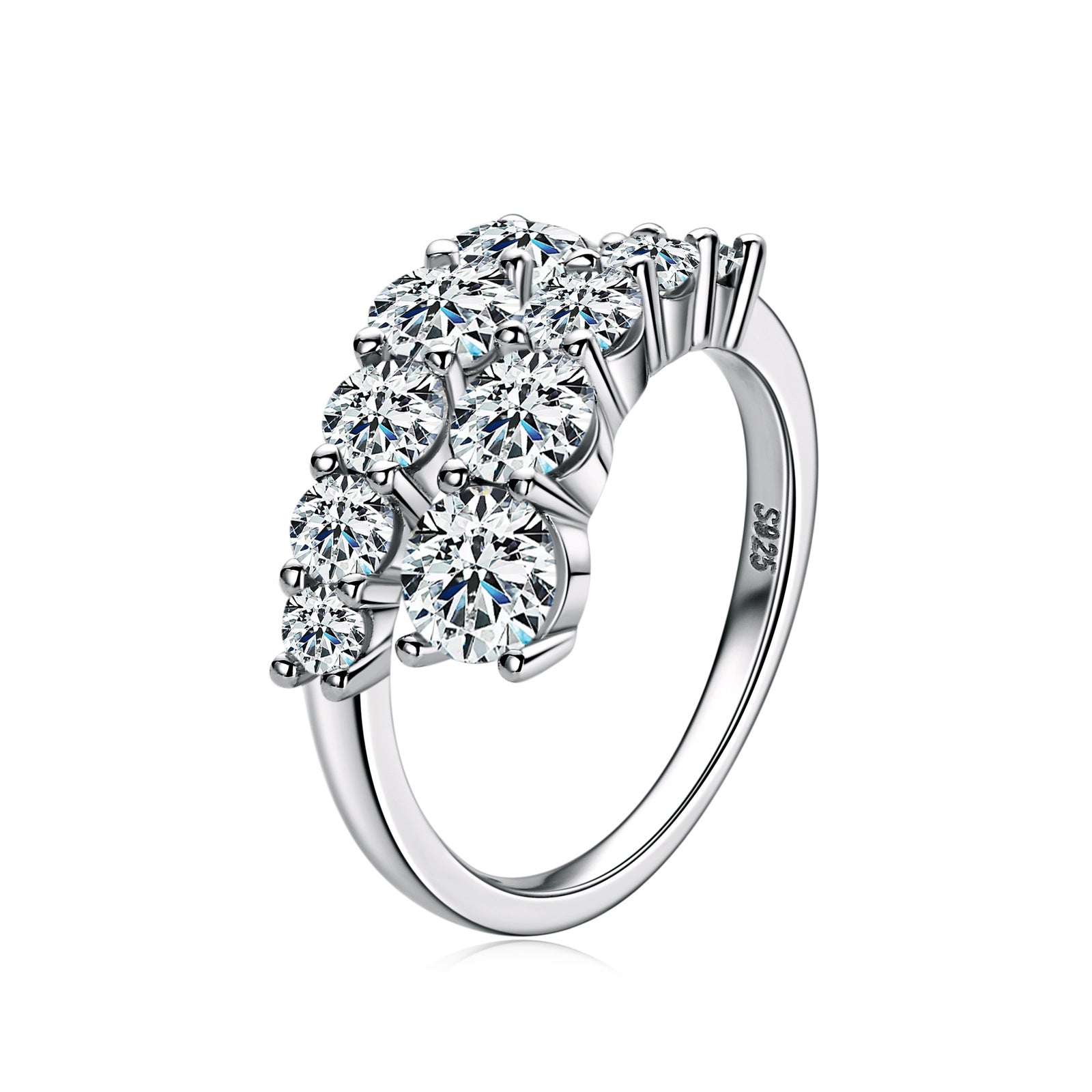 <62>Captivating Aurora —— Tow rows Moissanit ring