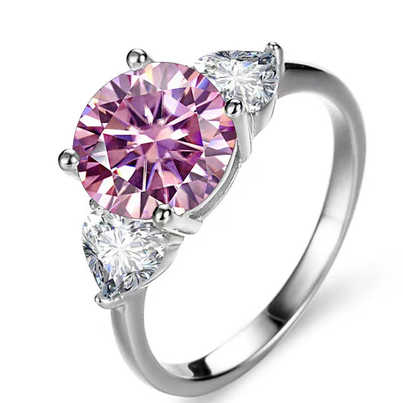 <43>Forever —— Round Trilogy With Pave Moissanite Ring inTwo Tone