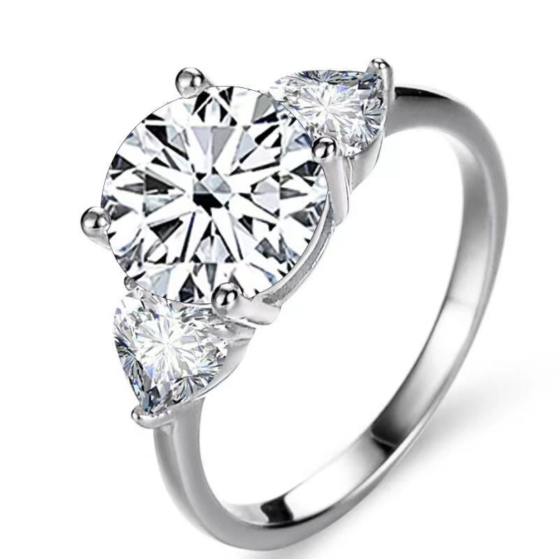 <43>Forever —— Round Trilogy With Pave Moissanite Ring inTwo Tone