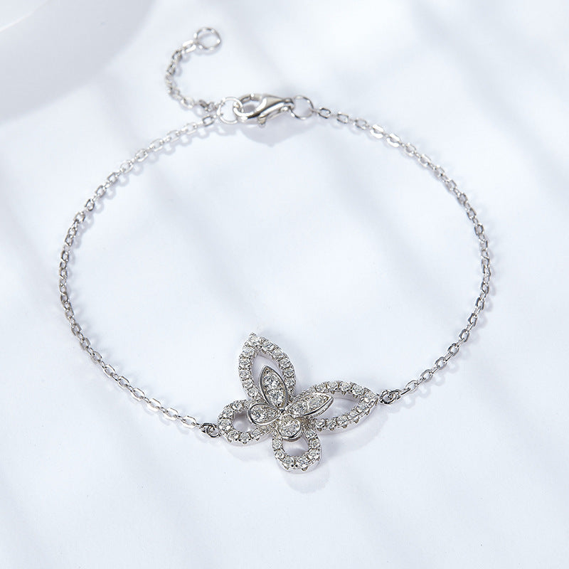 <38> Butterfly Kiss —— Butterfly Kiss romantic cluster moissanite Necklace、Earrings and bracelet