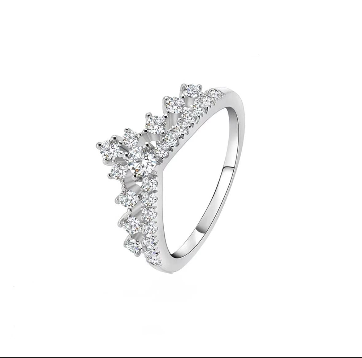 <41> V band——  Round Solitaire Moissanite Ring