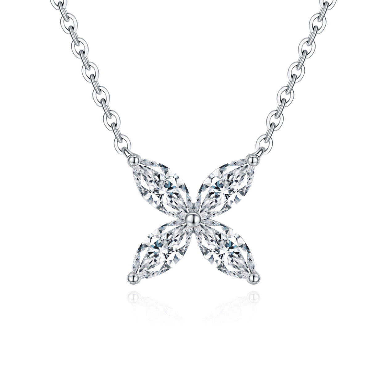 <77> Four-leaf clover Series—— Four-leaf clover moissanite Earring and Necklace