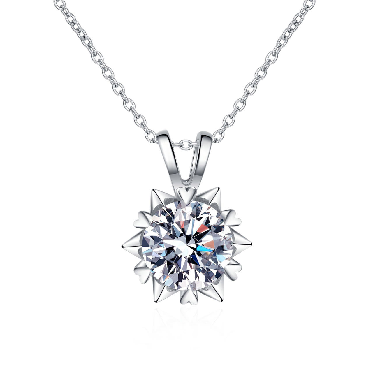 <48> Hannah —— Round  Moissanite and Flower-like border Necklace