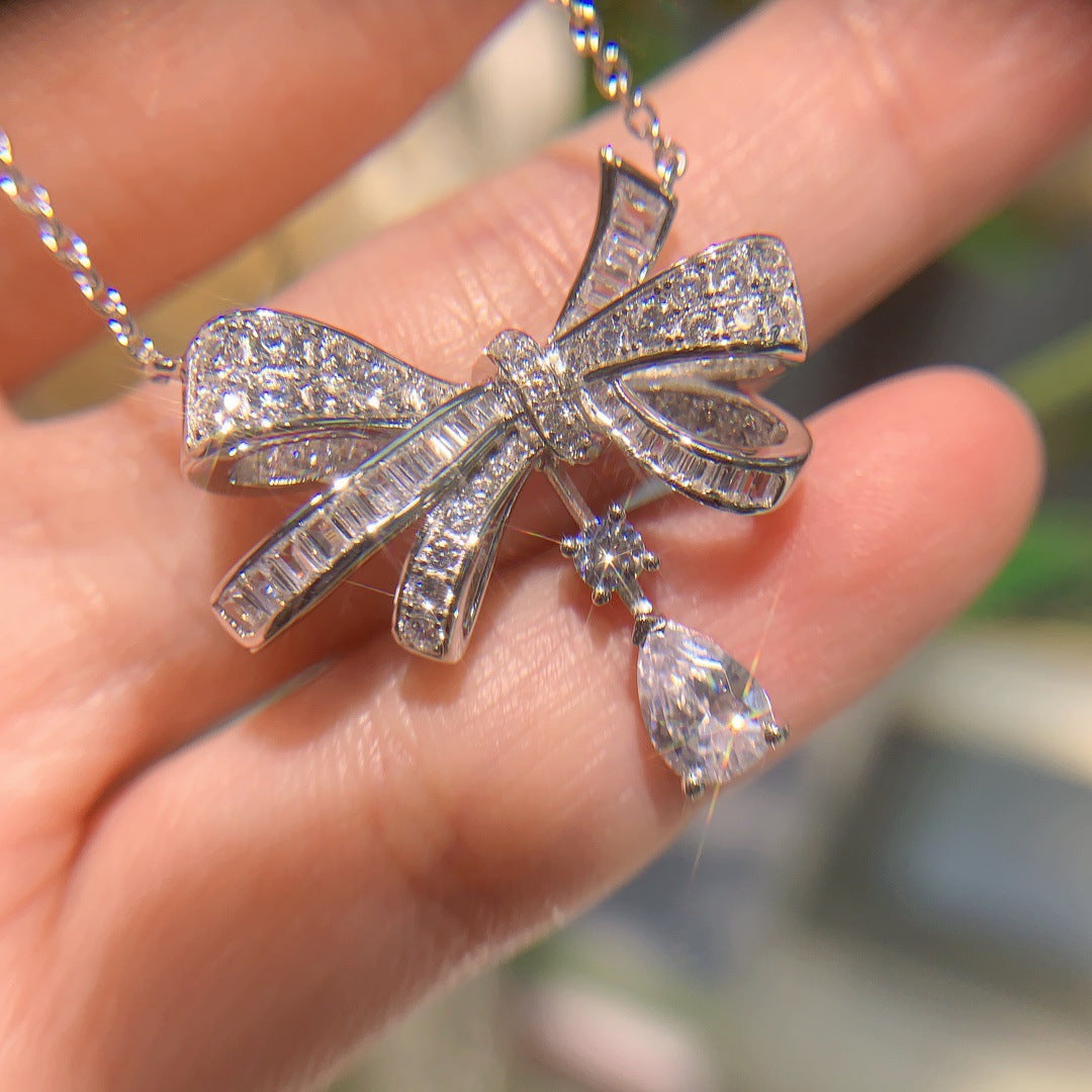 <73> Ribbon —— ribbon moissanite necklace