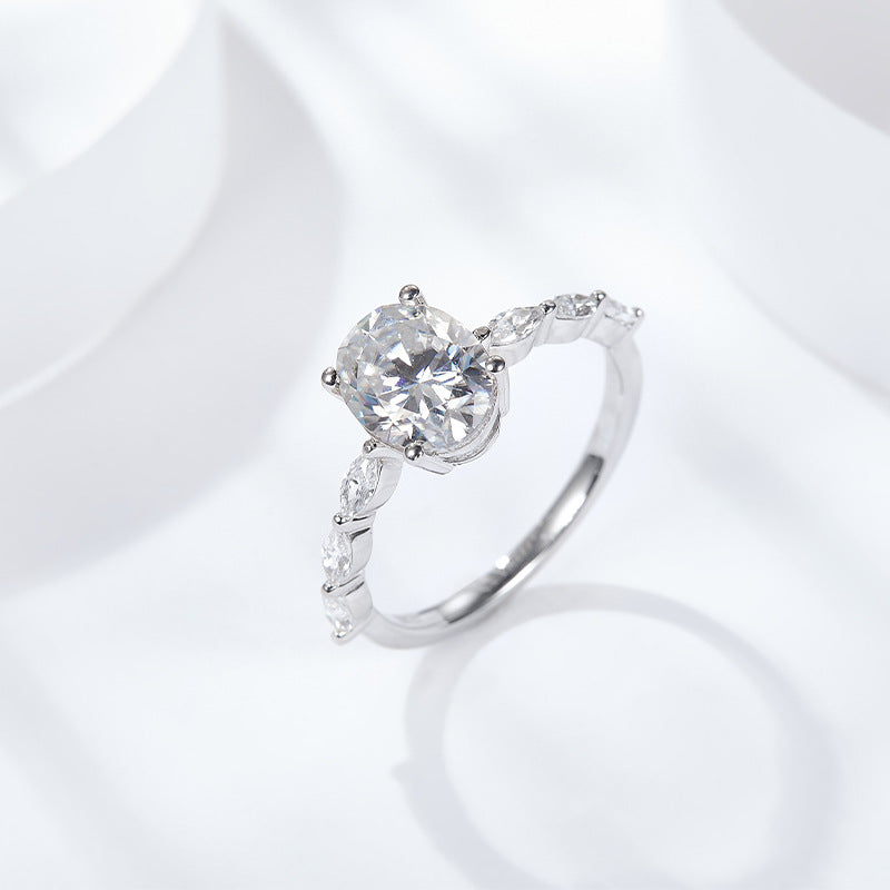 <18>Sia —— Oval and Marquise pave all Moissanite Ring