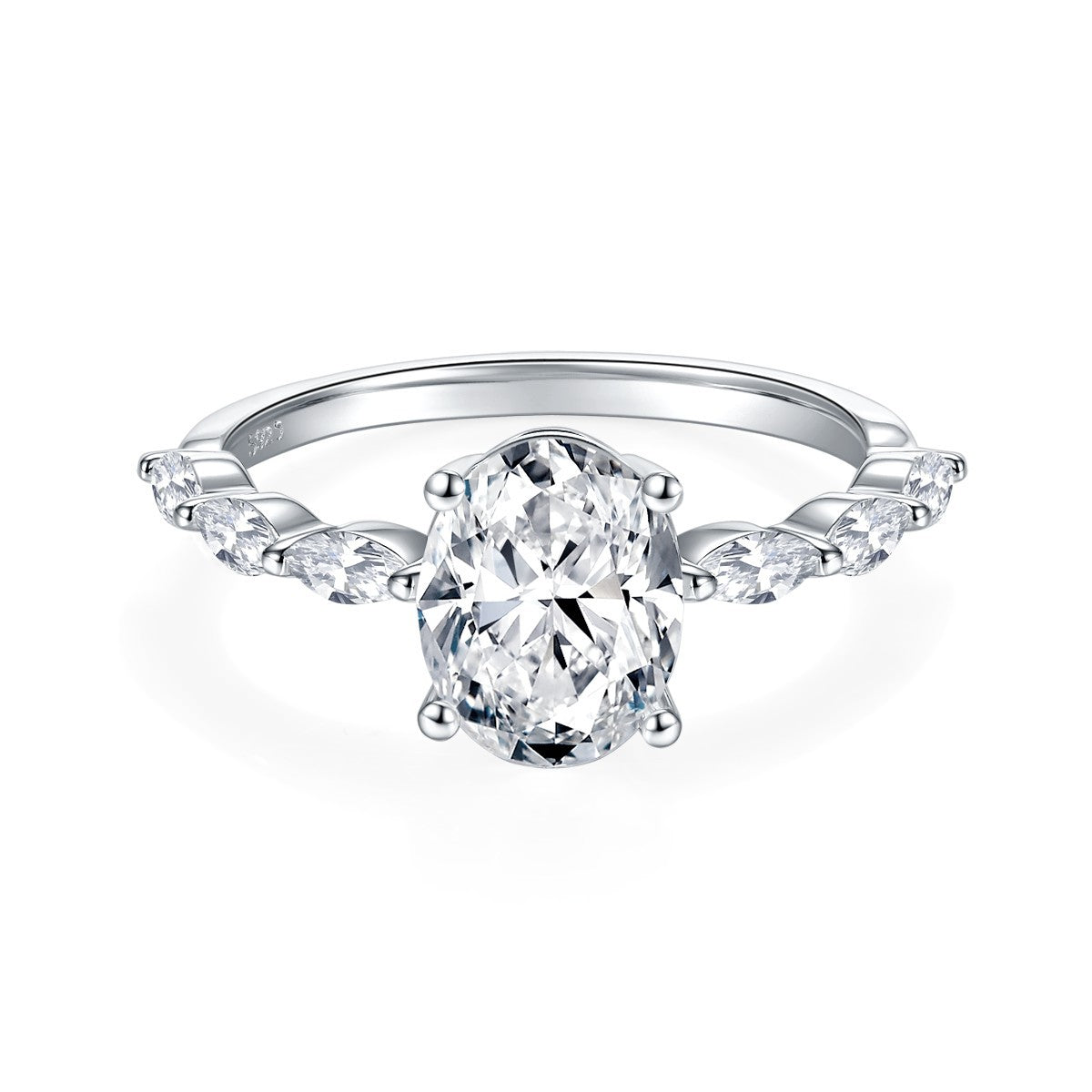 <18>Sia —— Oval and Marquise pave all Moissanite Ring