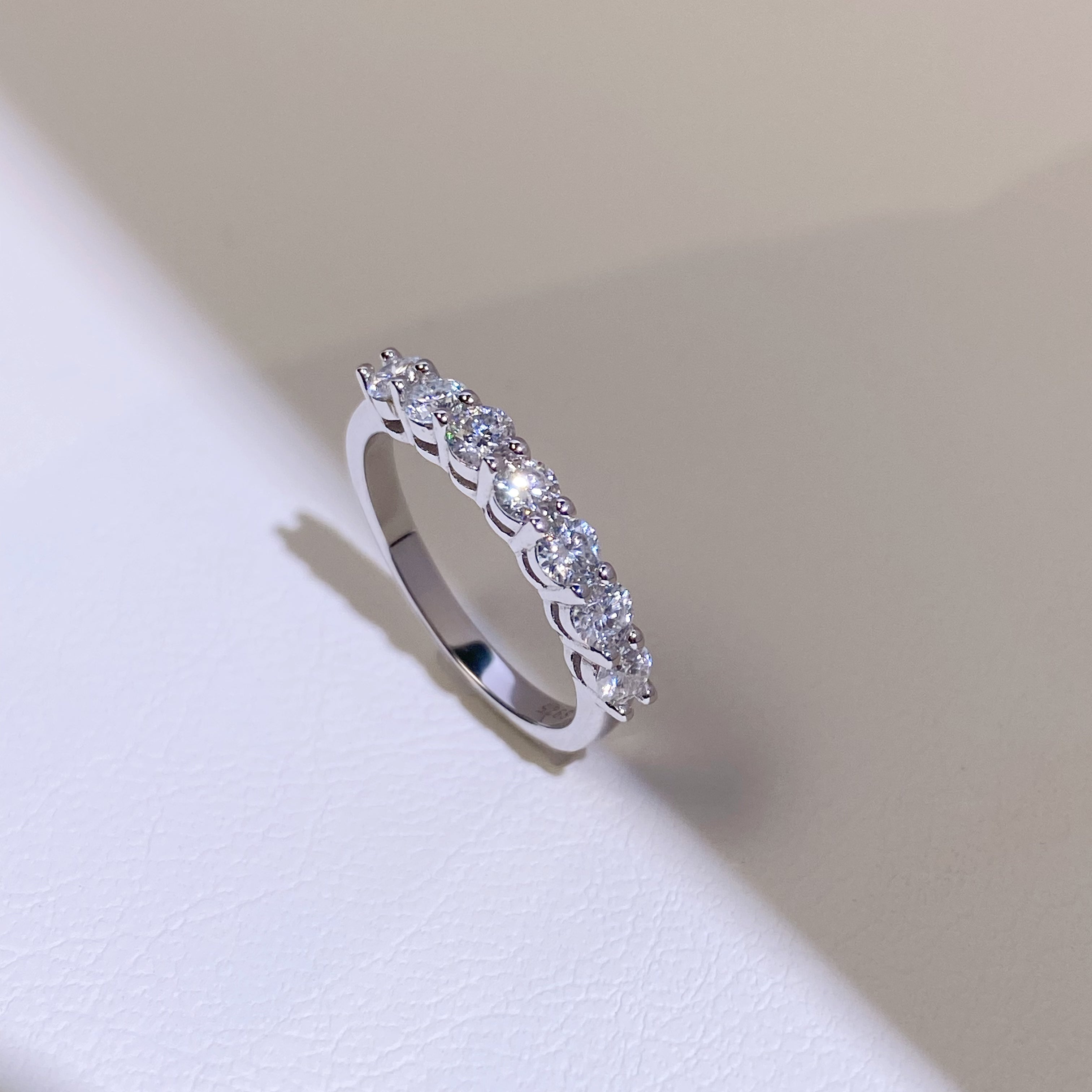 <28> Wedding band —— Seven Round Solitaire Moissanite Ring